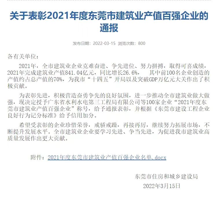 喜報 | 冠恒建設(shè)連續(xù)三年榮登東莞市建筑業(yè)年度產(chǎn)值百強企業(yè)榜